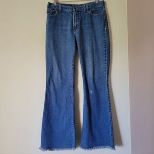 Vintage Y2K Flared Bell Bottom Jeans Medium Wash Denim Size 14 / 32
